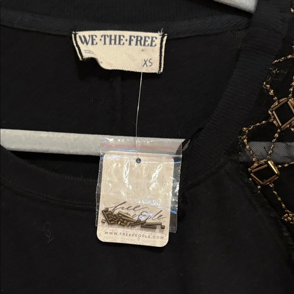 Free People Black Jersey with Lace Sleeves - Picture 2 of 3